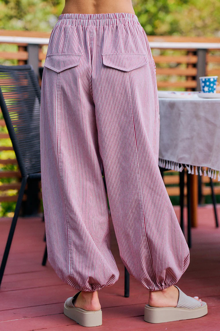 TWILL STRIPED DIAGONAL PATCH POCKETS JOGGER PANTS