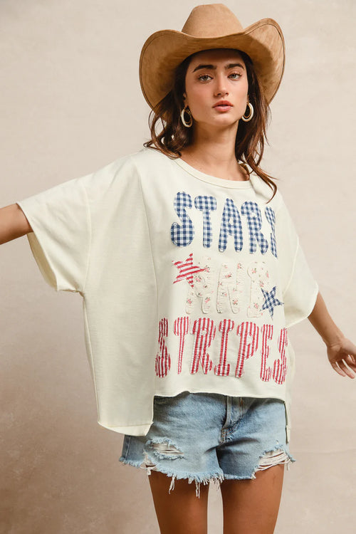 MIX AND MATCH STARS AND STRIPES PATCHWORK TOP