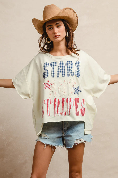 MIX AND MATCH STARS AND STRIPES PATCHWORK TOP