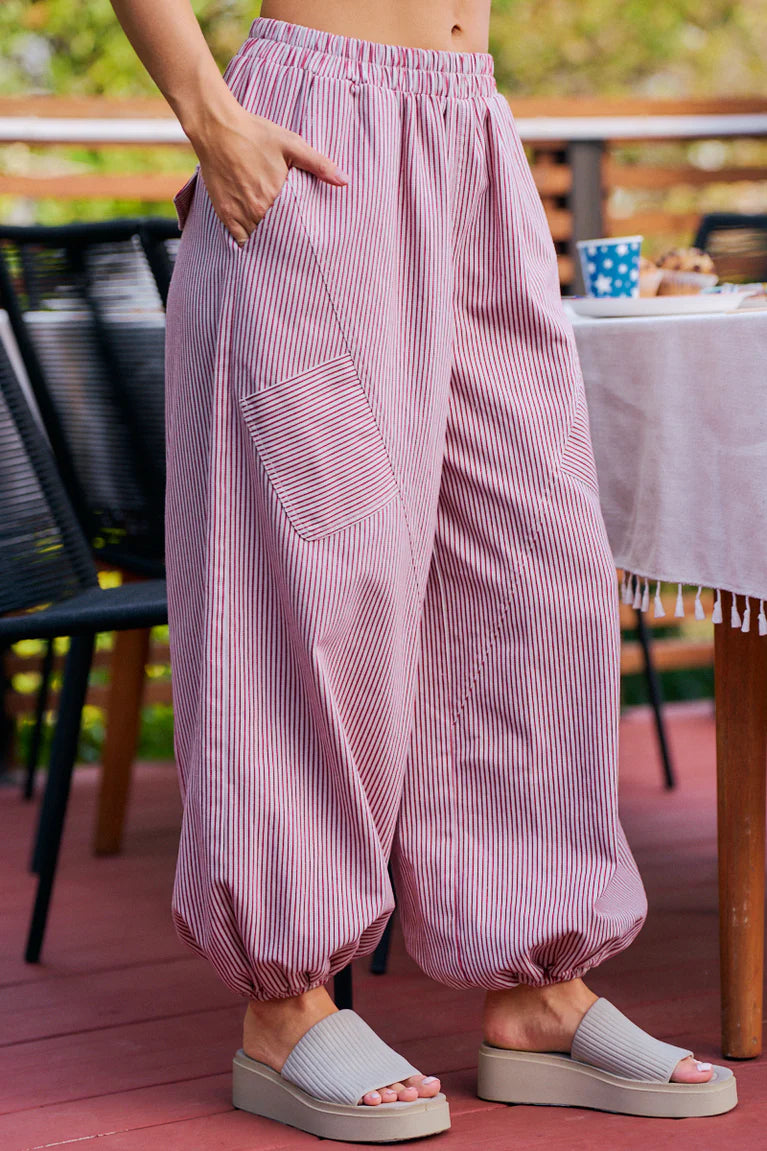 TWILL STRIPED DIAGONAL PATCH POCKETS JOGGER PANTS