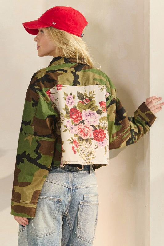 Camo Floral Jacket Crop