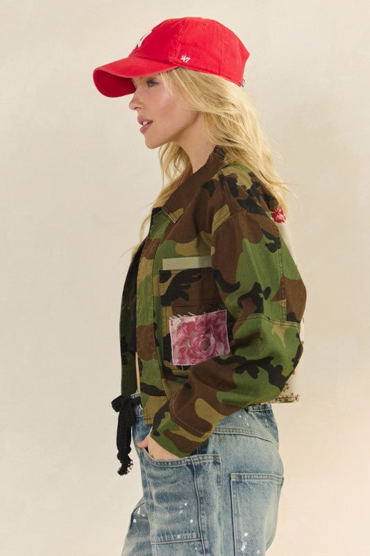 Camo Floral Jacket Crop